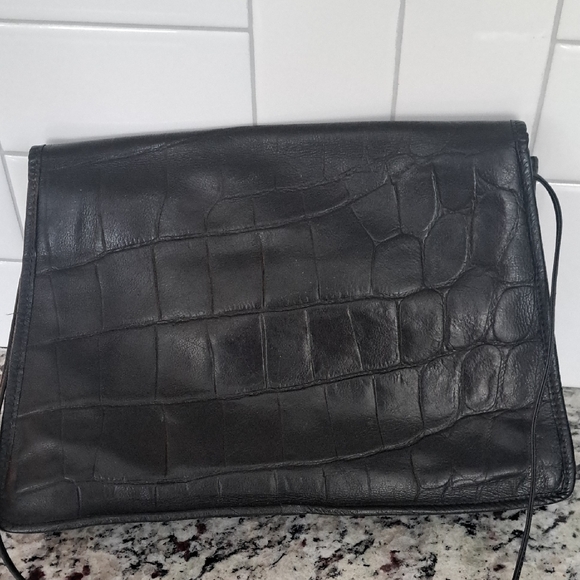 Carlos Falchi Black Croc-Embossed Crossbody Bag - Picture 7 of 11